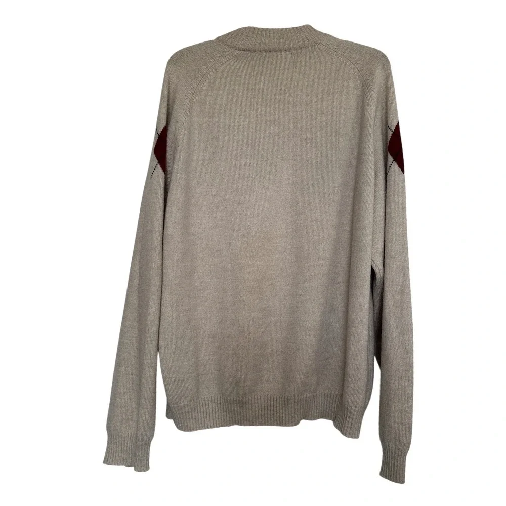 Bugatchi Uomo‎ Italian Fine Wool Geometric Sweater Men's XL Beige Winter - Picture 4 of 8